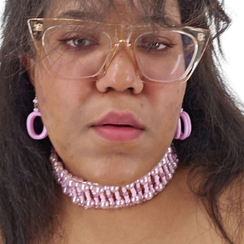Handmade Pink Pearl & Glass Beaded Choker Necklace